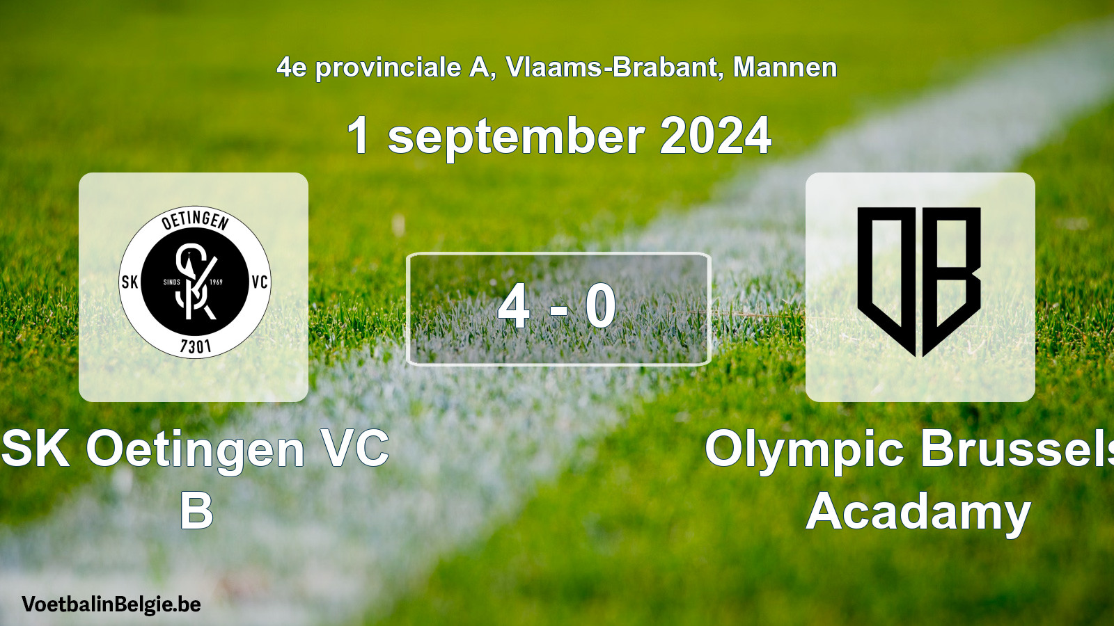Gespeelde wedstrijd mannenvoetbal: SK Oetingen VC B - Olympic Brussels Acadamy 4 - 0 (1 september 2024)