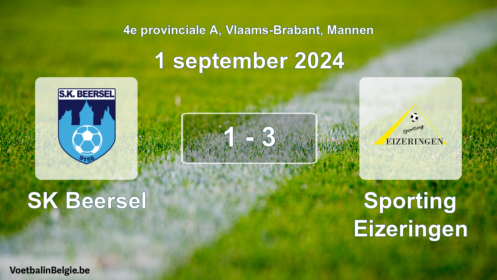 Played match men football: SK Beersel - Sporting Eizeringen 1 - 3 (1 September 2024)