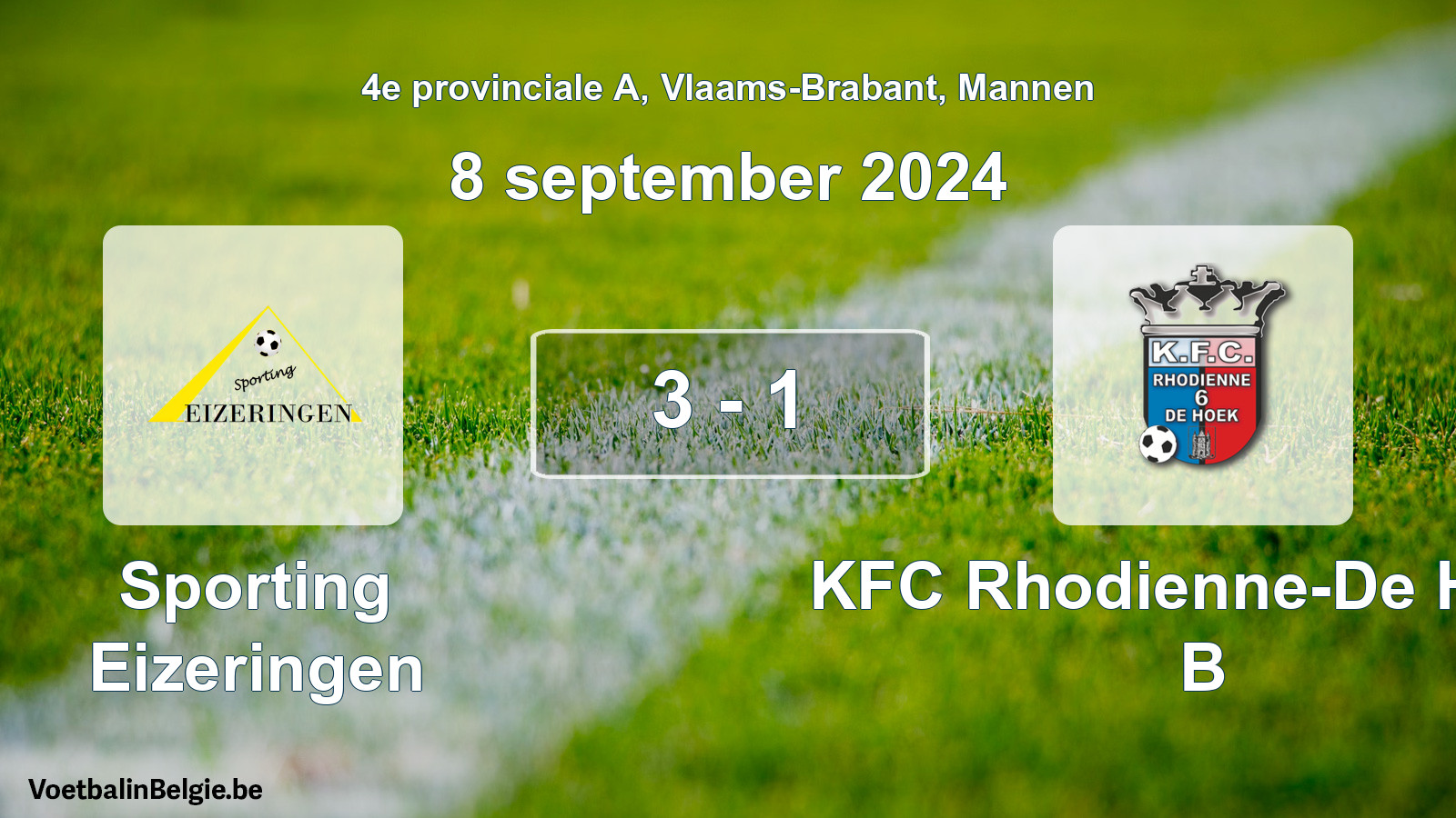 Played match men football: Sporting Eizeringen - KFC Rhodienne-De Hoek B 3 - 1 (8 September 2024)