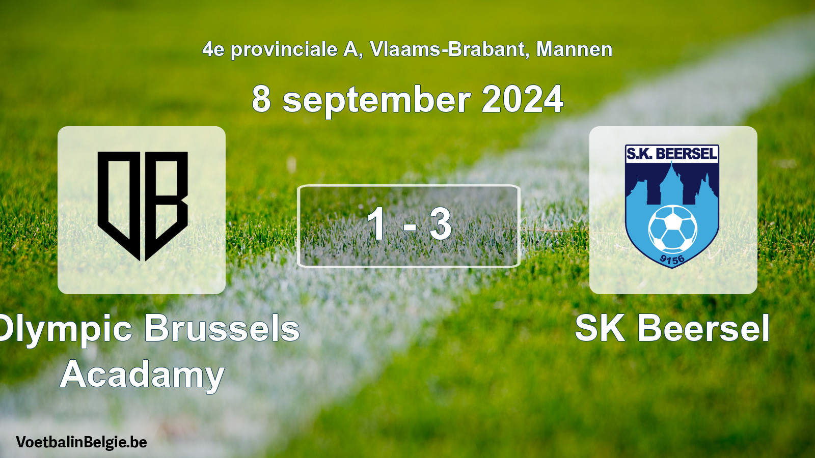 Gespeelde wedstrijd mannenvoetbal: Olympic Brussels Acadamy - SK Beersel 1 - 3 (8 september 2024)