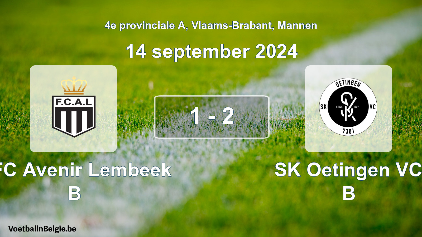 Gespeelde wedstrijd mannenvoetbal: KFC Avenir Lembeek B - SK Oetingen VC B 1 - 2 (14 september 2024)