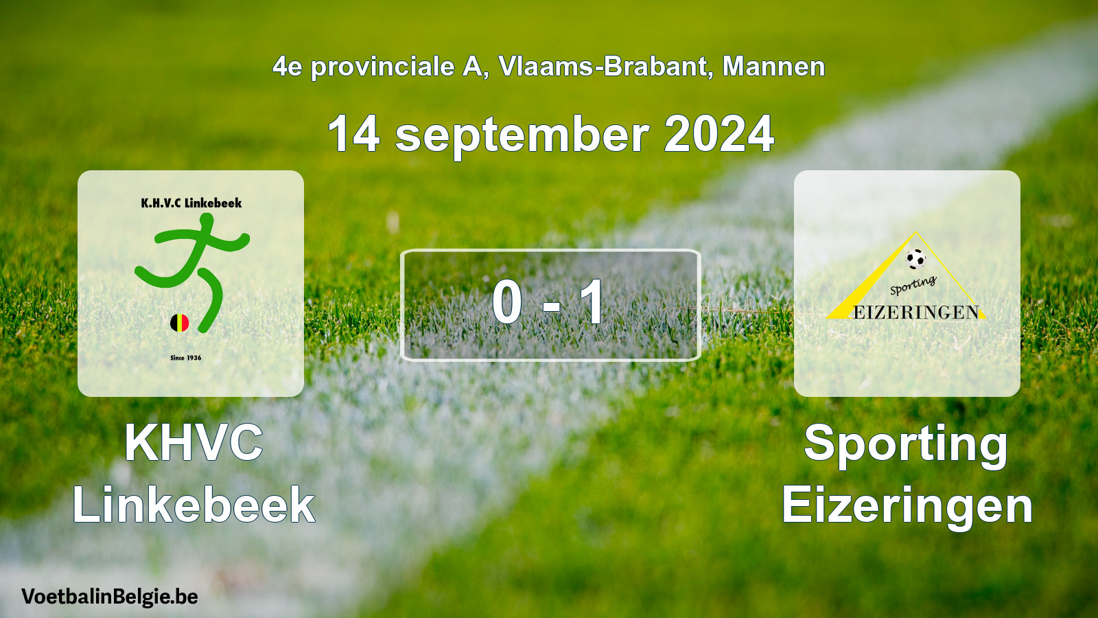 Match joué football hommes: KHVC Linkebeek - Sporting Eizeringen 0 - 1 (14 septembre 2024)