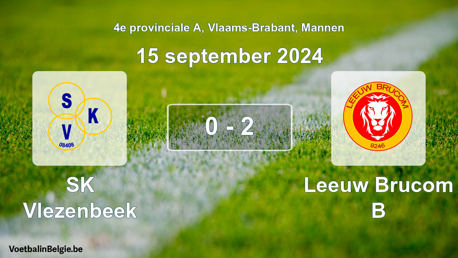 Gespeelde wedstrijd mannenvoetbal: SK Vlezenbeek - Leeuw Brucom B 0 - 2 (15 september 2024)