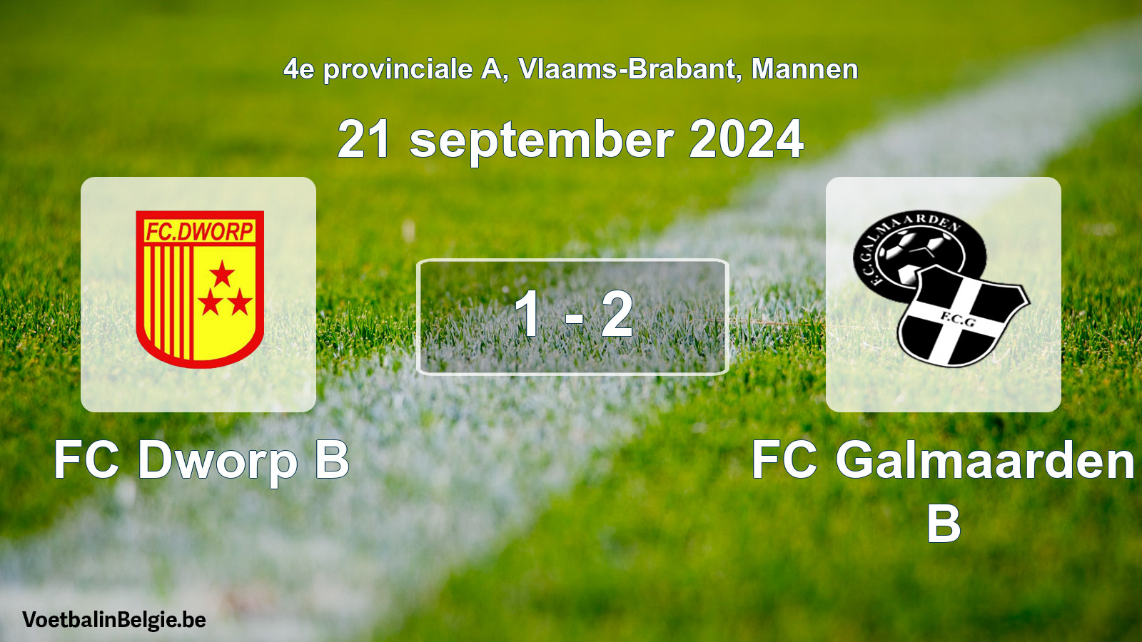 Gespeelde wedstrijd mannenvoetbal: FC Dworp B - FC Galmaarden B 1 - 2 (21 september 2024)
