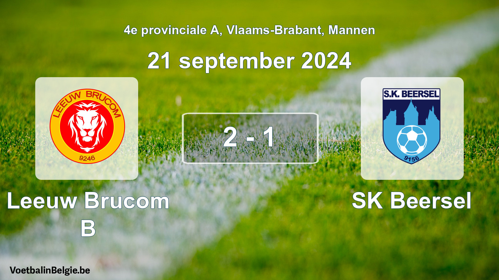 Gespeelde wedstrijd mannenvoetbal: Leeuw Brucom B - SK Beersel 2 - 1 (21 september 2024)