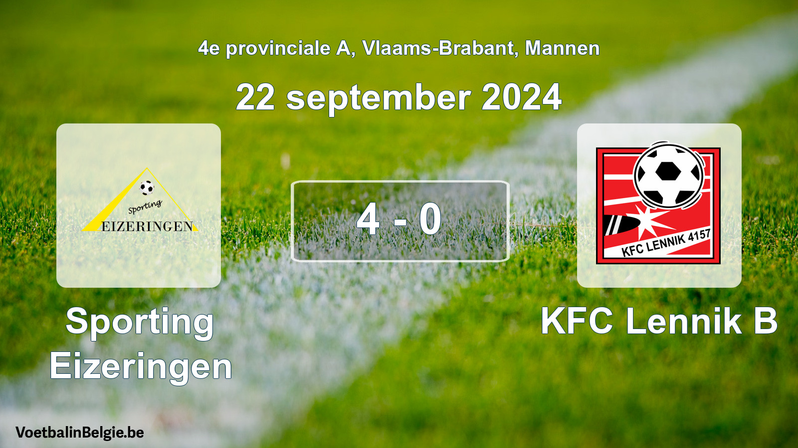 Played match men football: Sporting Eizeringen - KFC Lennik B 4 - 0 (22 September 2024)