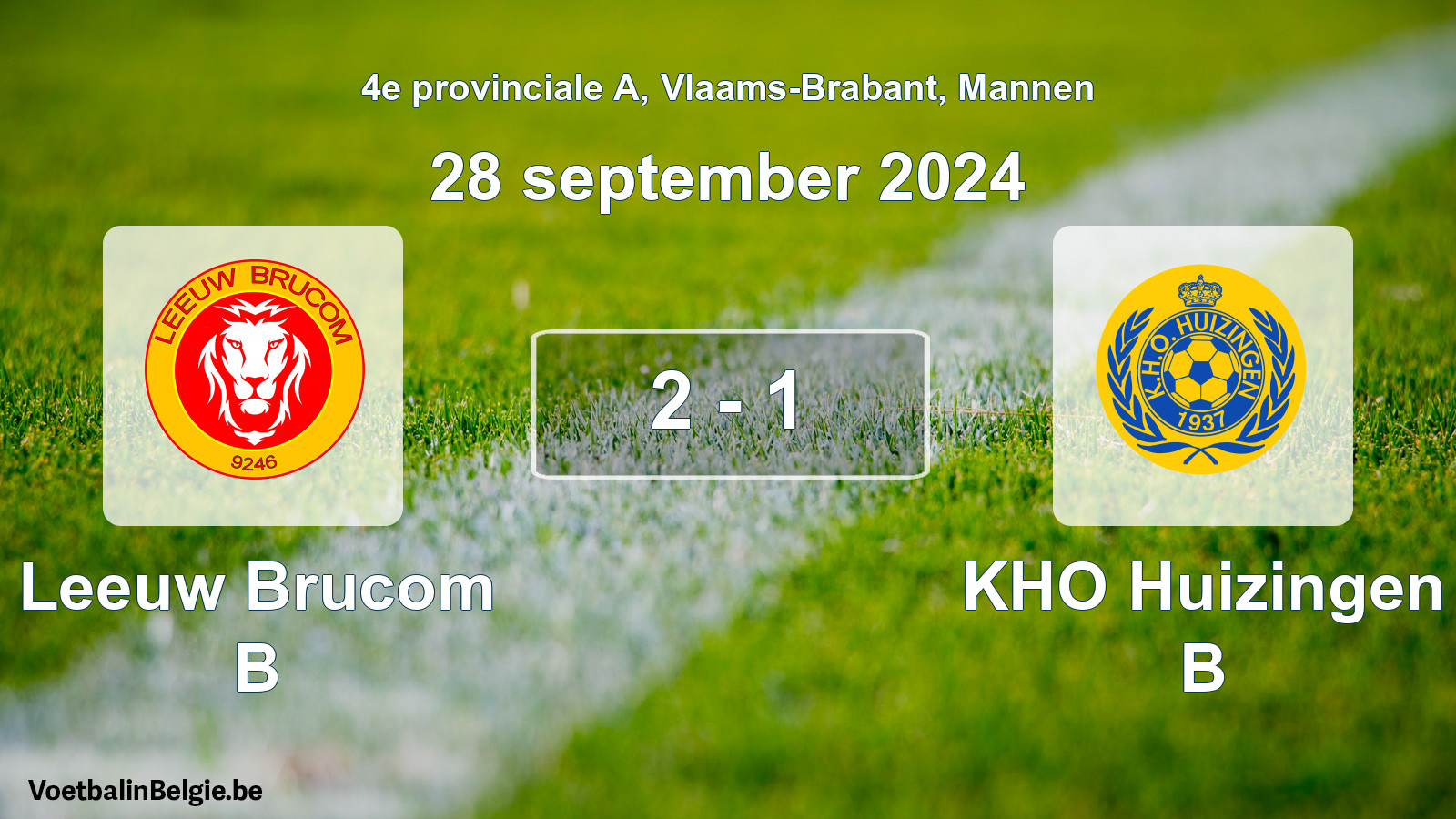 Gespeelde wedstrijd mannenvoetbal: Leeuw Brucom B - KHO Huizingen B 2 - 1 (28 september 2024)