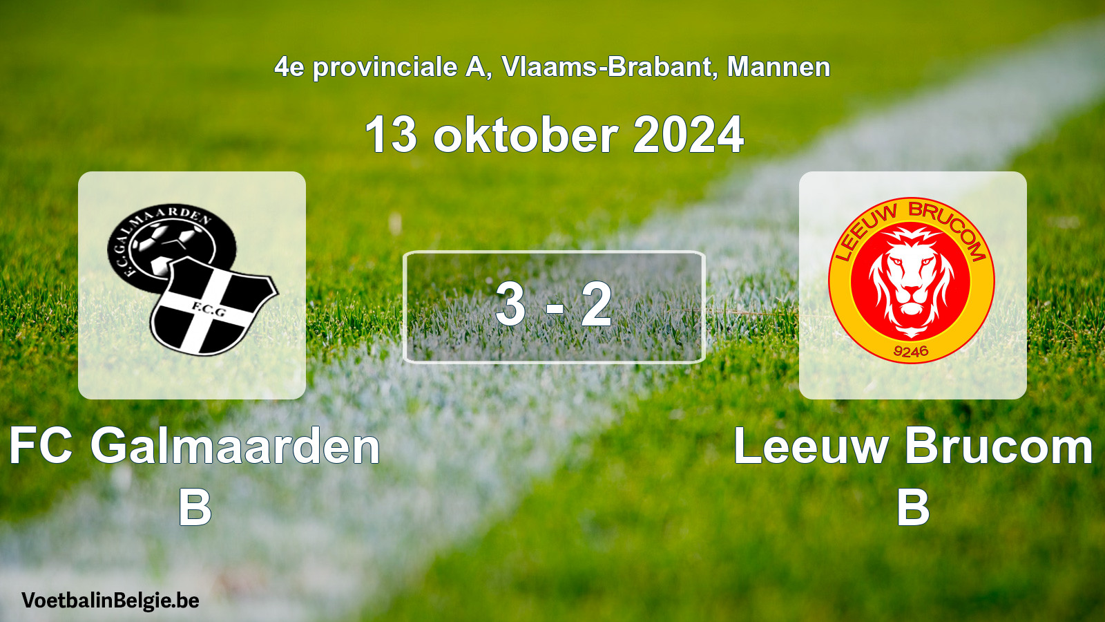 Gespeelde wedstrijd mannenvoetbal: FC Galmaarden B - Leeuw Brucom B 3 - 2 (13 oktober 2024)