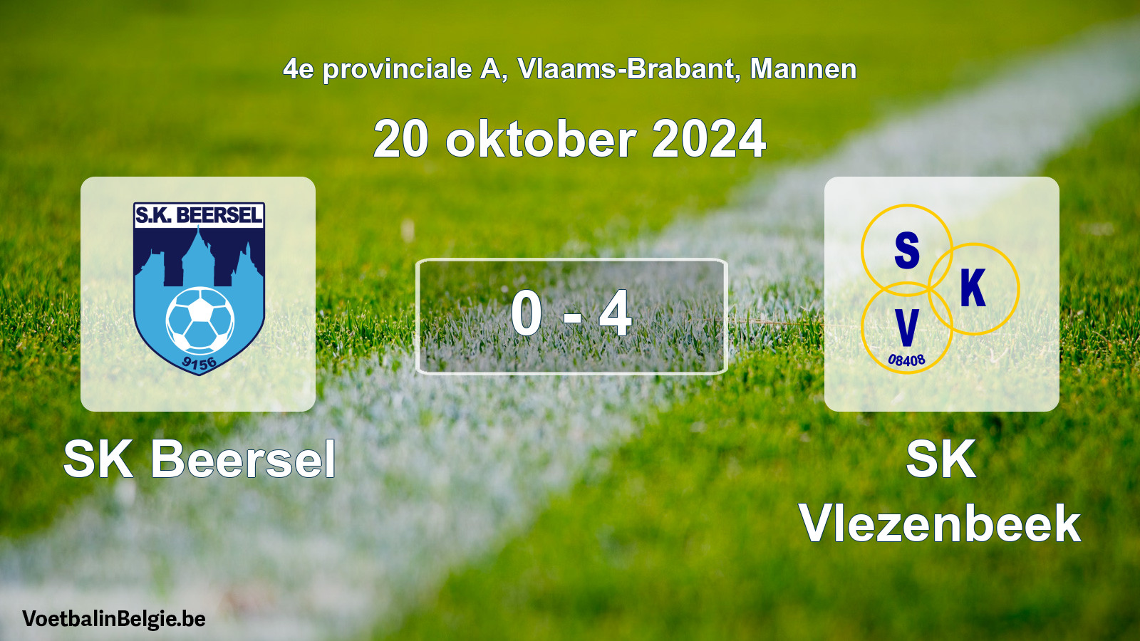 Gespeelde wedstrijd mannenvoetbal: SK Beersel - SK Vlezenbeek 0 - 4 (20 oktober 2024)