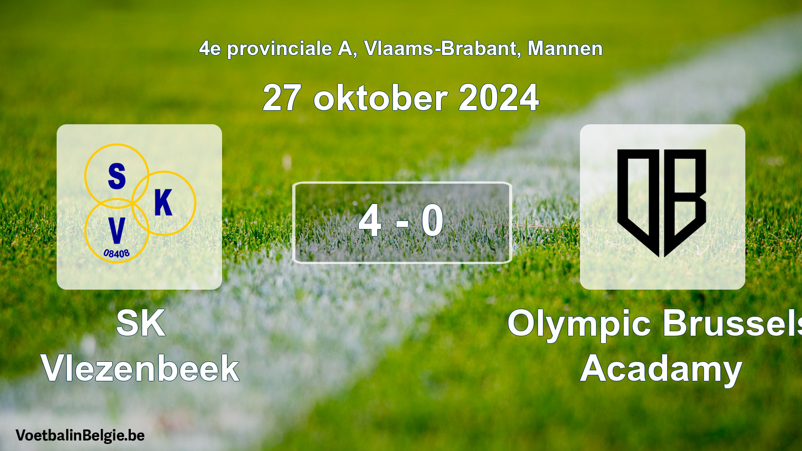 Gespeelde wedstrijd mannenvoetbal: SK Vlezenbeek - Olympic Brussels Acadamy 4 - 0 (27 oktober 2024)