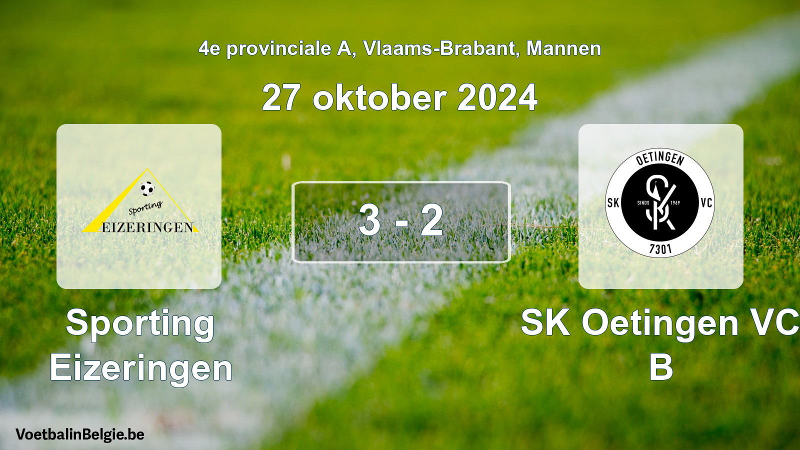 Gespeelde wedstrijd mannenvoetbal: Sporting Eizeringen - SK Oetingen VC B 3 - 2 (27 oktober 2024)