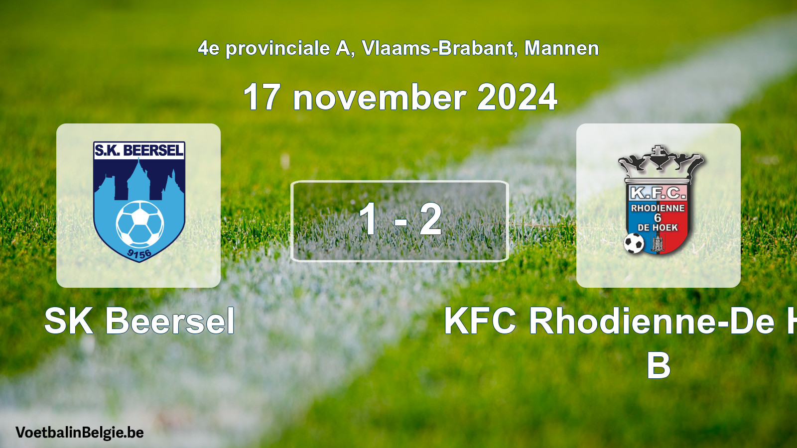 Played match men football: SK Beersel - KFC Rhodienne-De Hoek B 1 - 2 (17 November 2024)