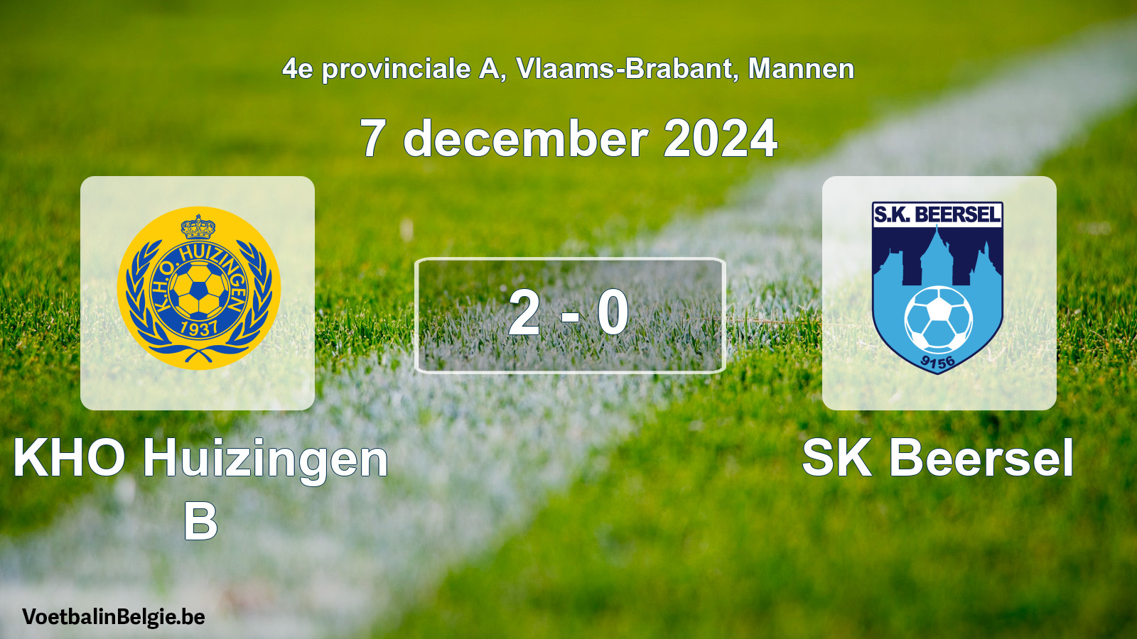 Gespeelde wedstrijd mannenvoetbal: KHO Huizingen B - SK Beersel 2 - 0 (7 december 2024)
