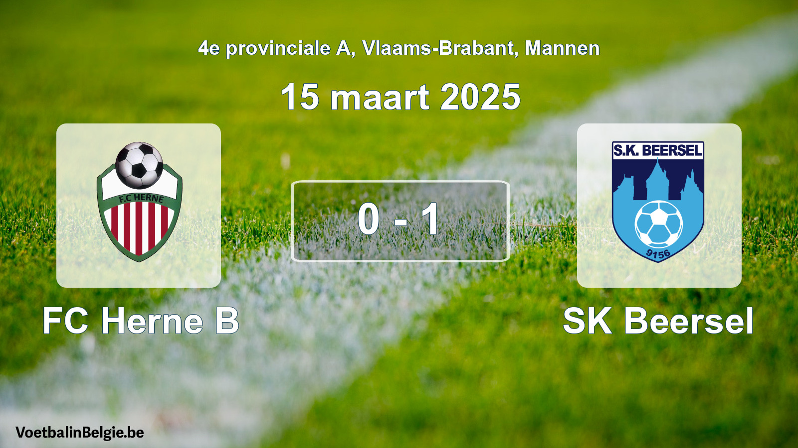 Gespeelde wedstrijd mannenvoetbal: FC Herne B - SK Beersel 0 - 1 (15 maart 2025)
