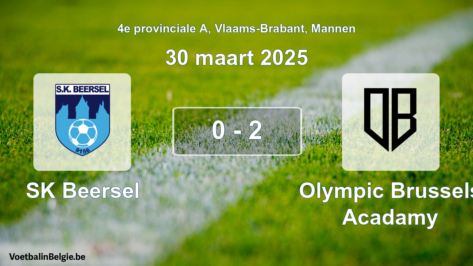 Gespeelde wedstrijd mannenvoetbal: SK Beersel - Olympic Brussels Acadamy 0 - 2 (30 maart 2025)