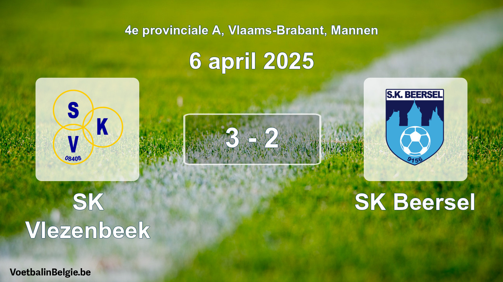 Gespieltes Spiel männer-Fußball: SK Vlezenbeek - SK Beersel 3 - 2 (6 April 2025)