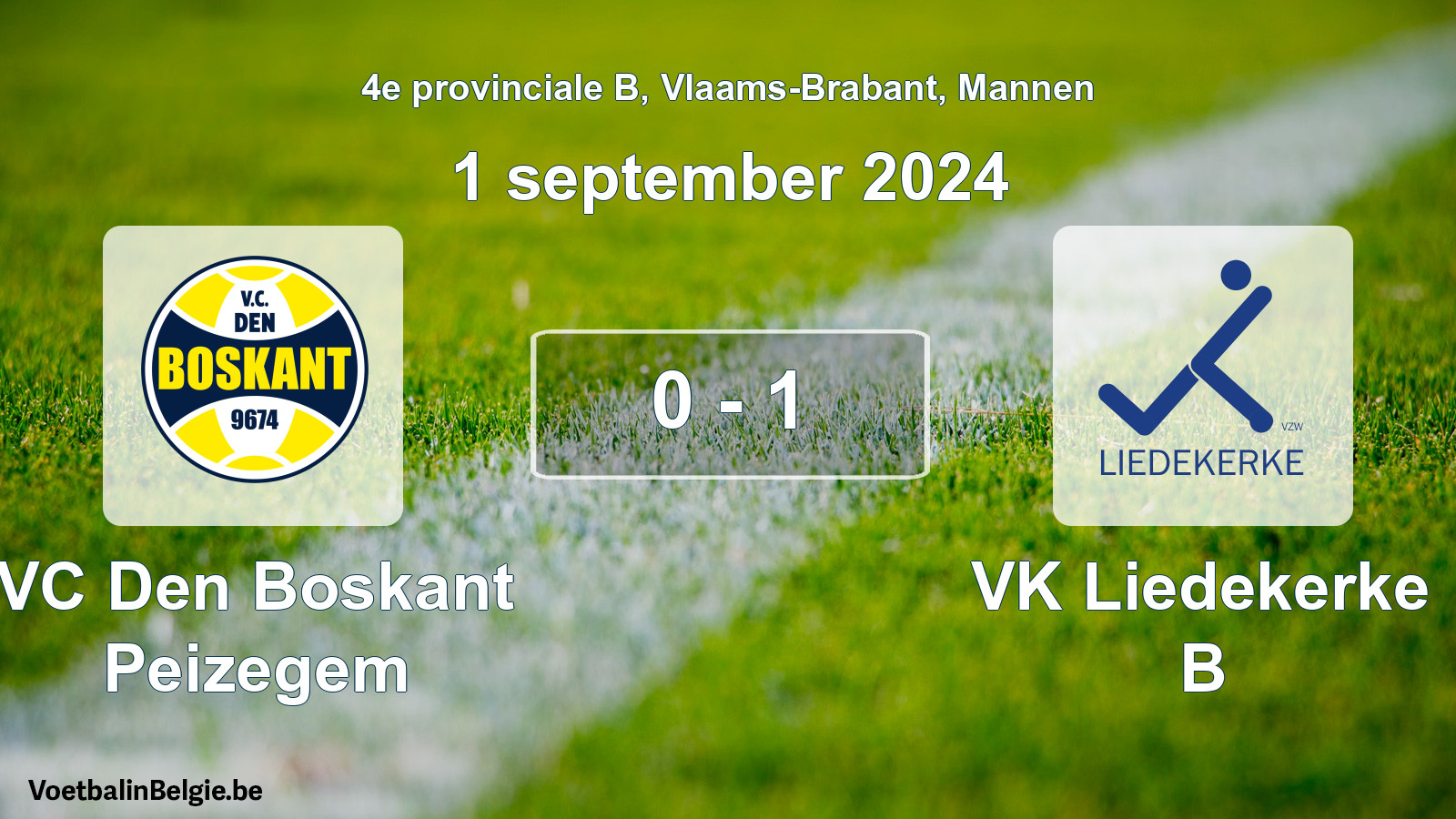 Gespeelde wedstrijd mannenvoetbal: VC Den Boskant Peizegem - VK Liedekerke B 0 - 1 (1 september 2024)