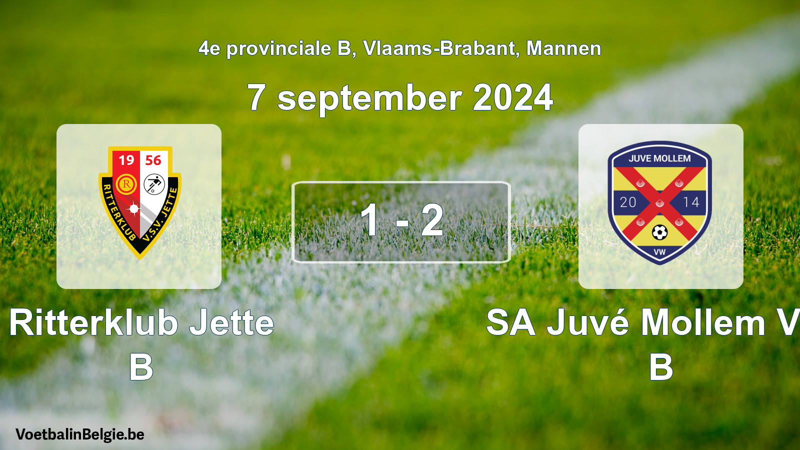 Gespeelde wedstrijd mannenvoetbal: Ritterklub Jette B - SA Juvé Mollem VW B 1 - 2 (7 september 2024)