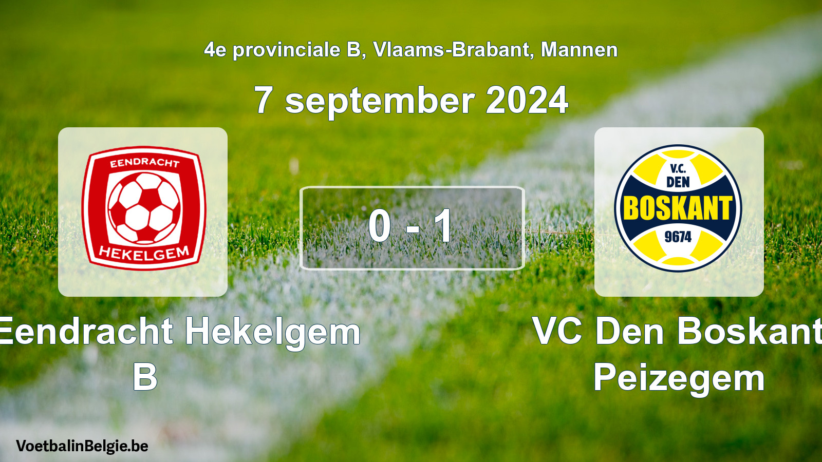 Gespeelde wedstrijd mannenvoetbal: FC Eendracht Hekelgem B - VC Den Boskant Peizegem 0 - 1 (7 september 2024)