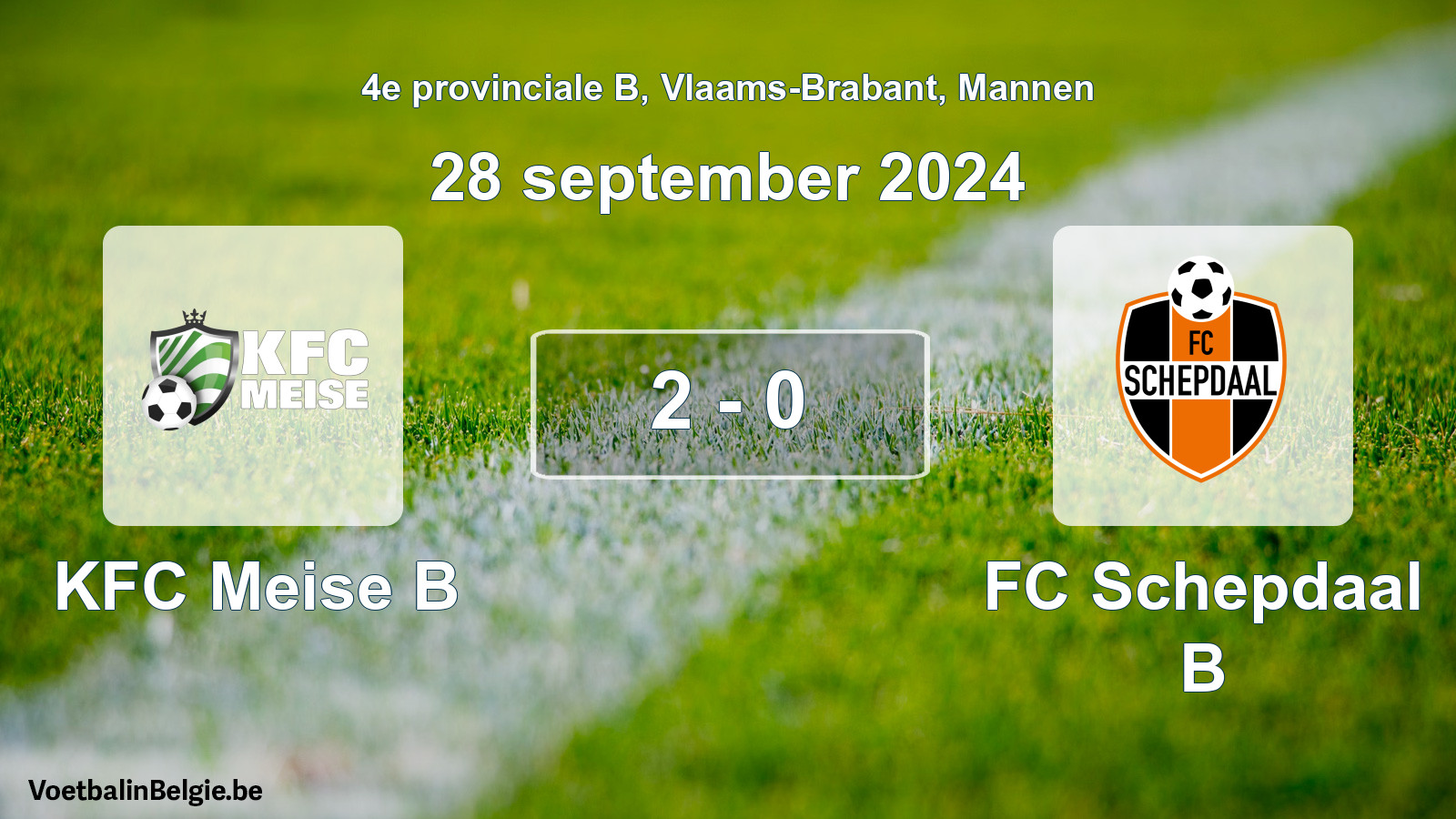 Gespeelde wedstrijd mannenvoetbal: KFC Meise B - FC Schepdaal B 2 - 0 (28 september 2024)