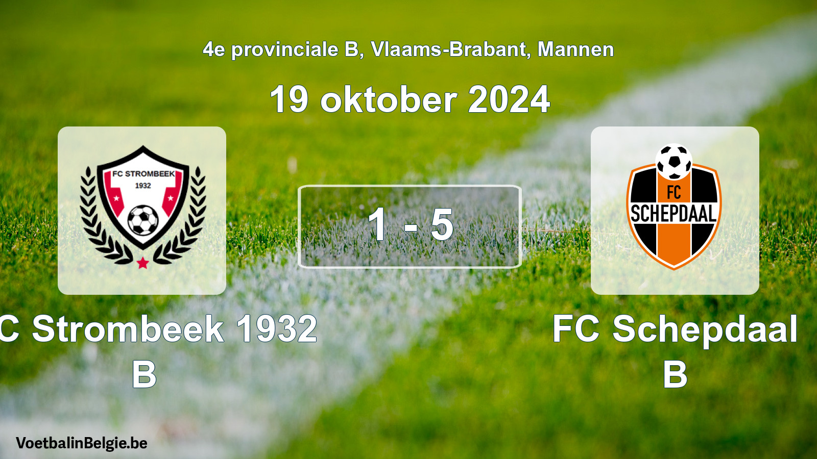 Gespeelde wedstrijd mannenvoetbal: FC Strombeek 1932 B - FC Schepdaal B 1 - 5 (19 oktober 2024)