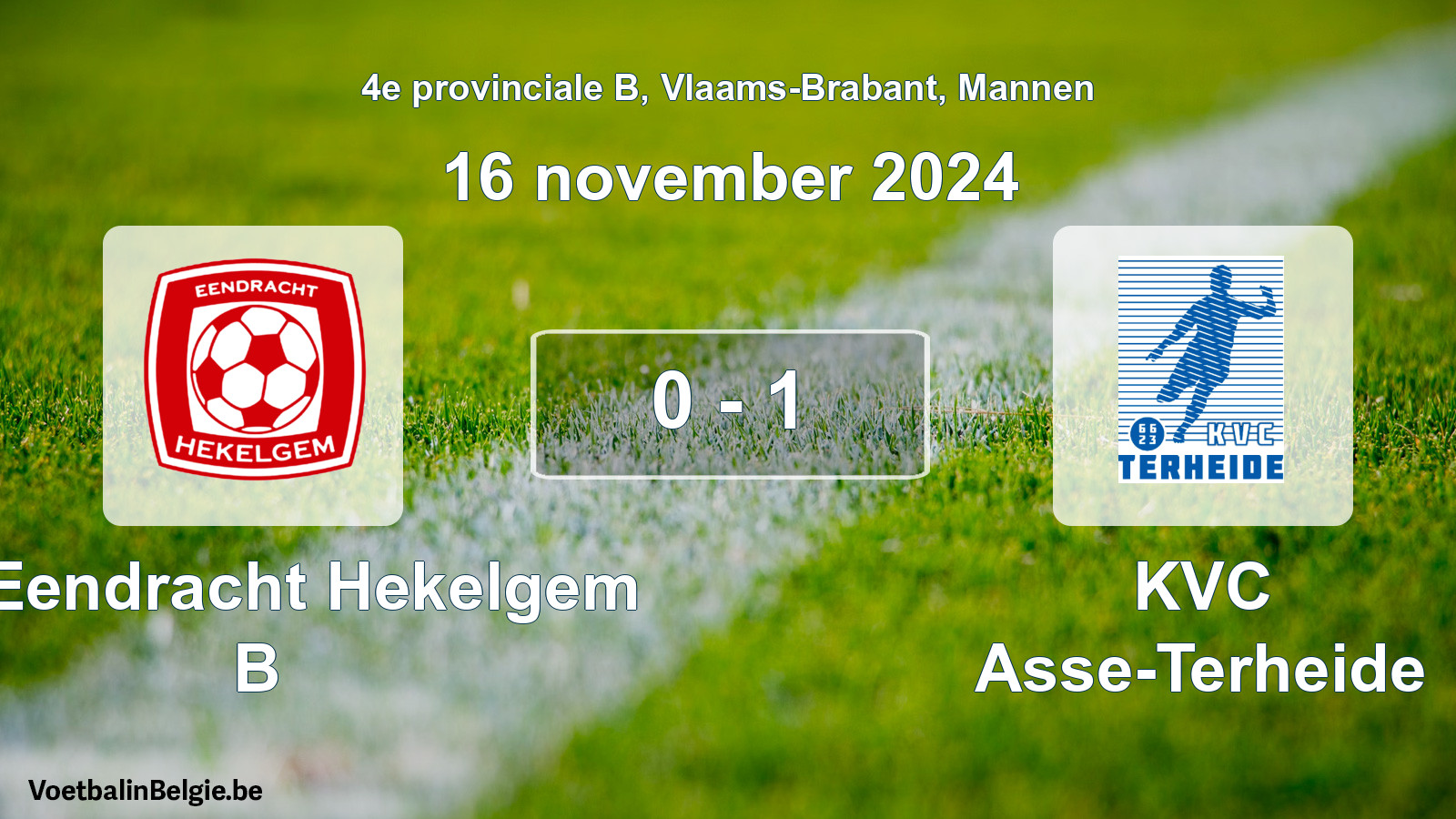 Gespeelde wedstrijd mannenvoetbal: FC Eendracht Hekelgem B - KVC Asse-Terheide 0 - 1 (16 november 2024)