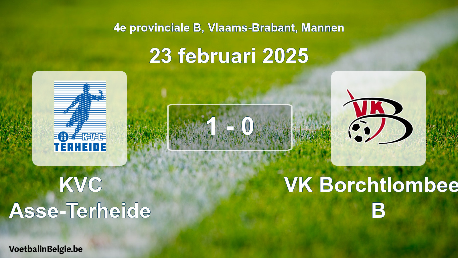 Gespeelde wedstrijd mannenvoetbal: KVC Asse-Terheide - VK Borchtlombeek B 1 - 0 (23 februari 2025)