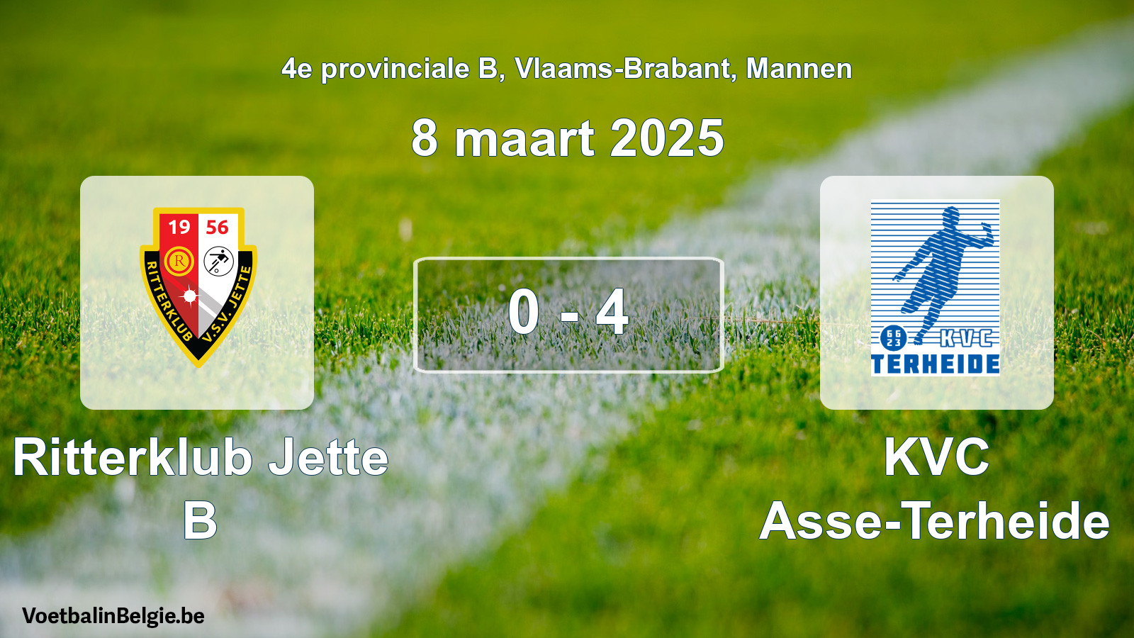Gespeelde wedstrijd mannenvoetbal: Ritterklub Jette B - KVC Asse-Terheide 0 - 4 (8 maart 2025)