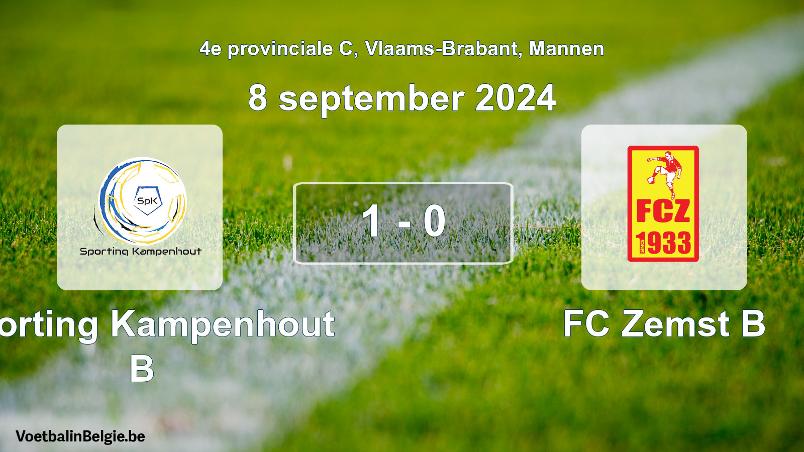 Played match men football: Sporting Kampenhout B - FC Zemst B 1 - 0 (8 September 2024)