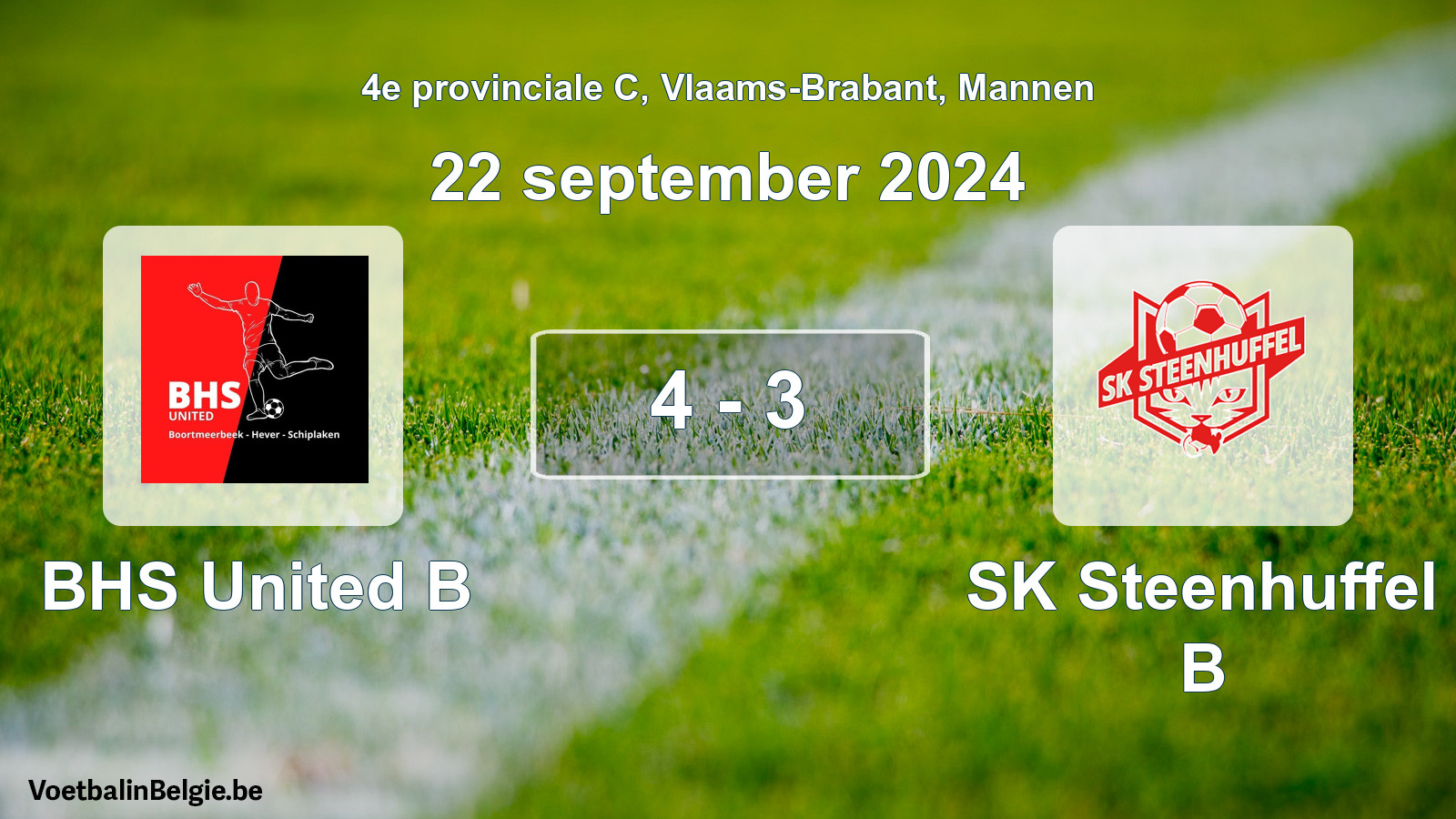 Gespeelde wedstrijd mannenvoetbal: BHS United B - SK Steenhuffel B 4 - 3 (22 september 2024)