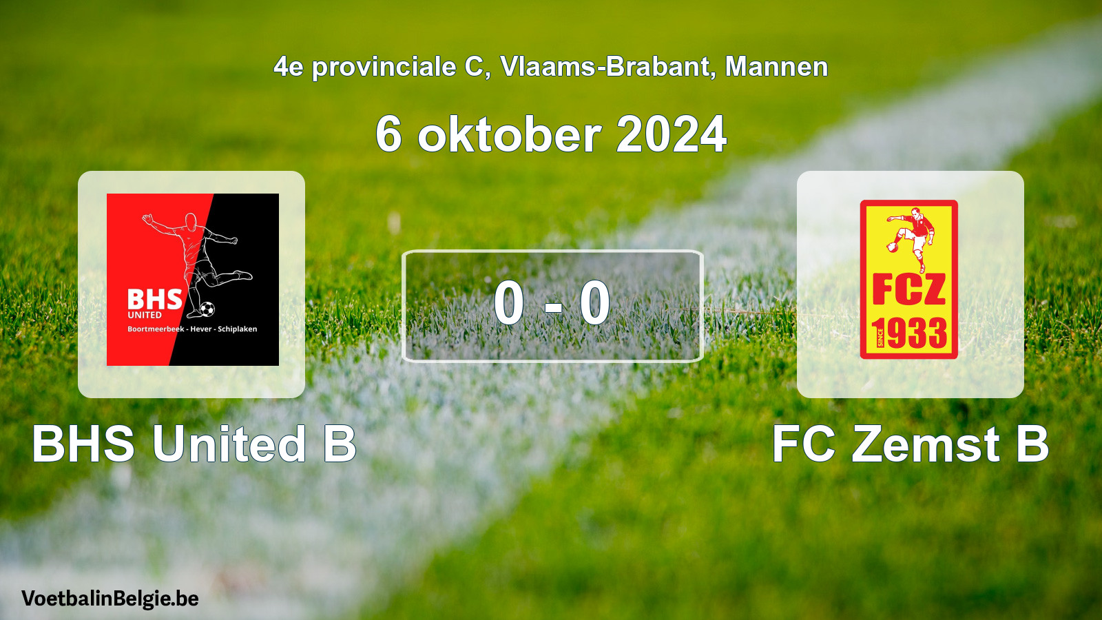 Gespeelde wedstrijd mannenvoetbal: BHS United B - FC Zemst B 0 - 0 (6 oktober 2024)