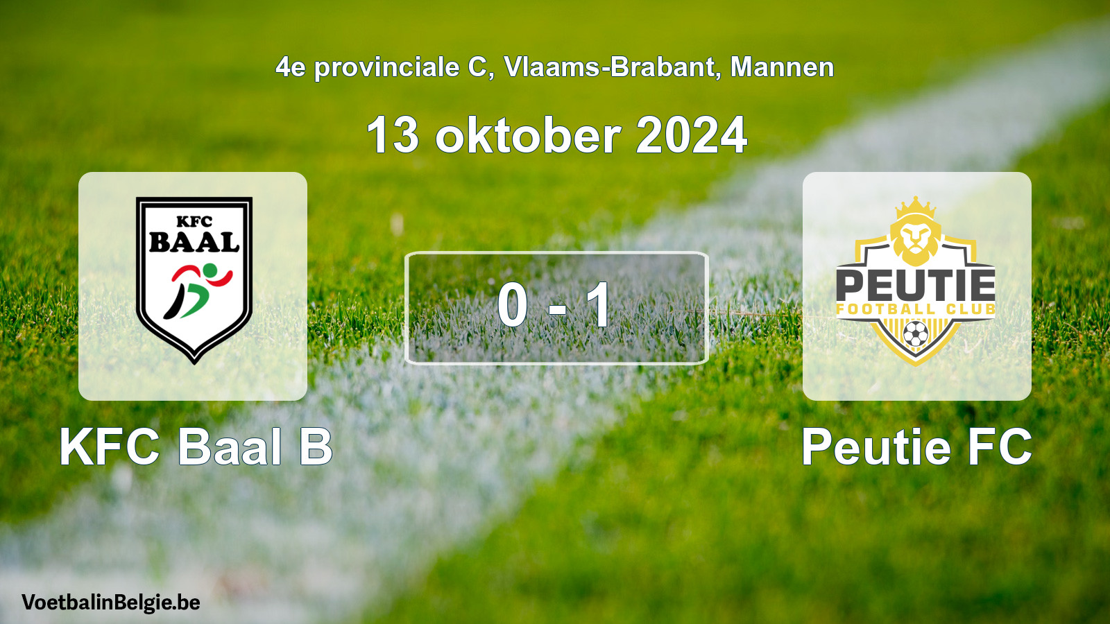 Gespeelde wedstrijd mannenvoetbal: KFC Baal B - Peutie FC 0 - 1 (13 oktober 2024)