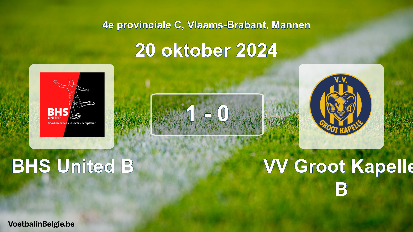 Gespeelde wedstrijd mannenvoetbal: BHS United B - VV Groot Kapelle B 1 - 0 (20 oktober 2024)