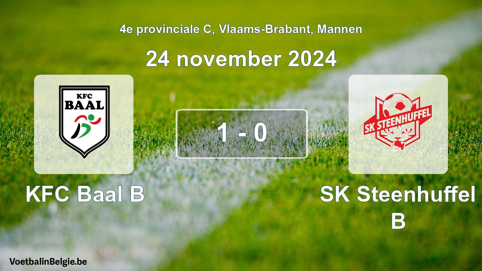 Gespeelde wedstrijd mannenvoetbal: KFC Baal B - SK Steenhuffel B 1 - 0 (24 november 2024)