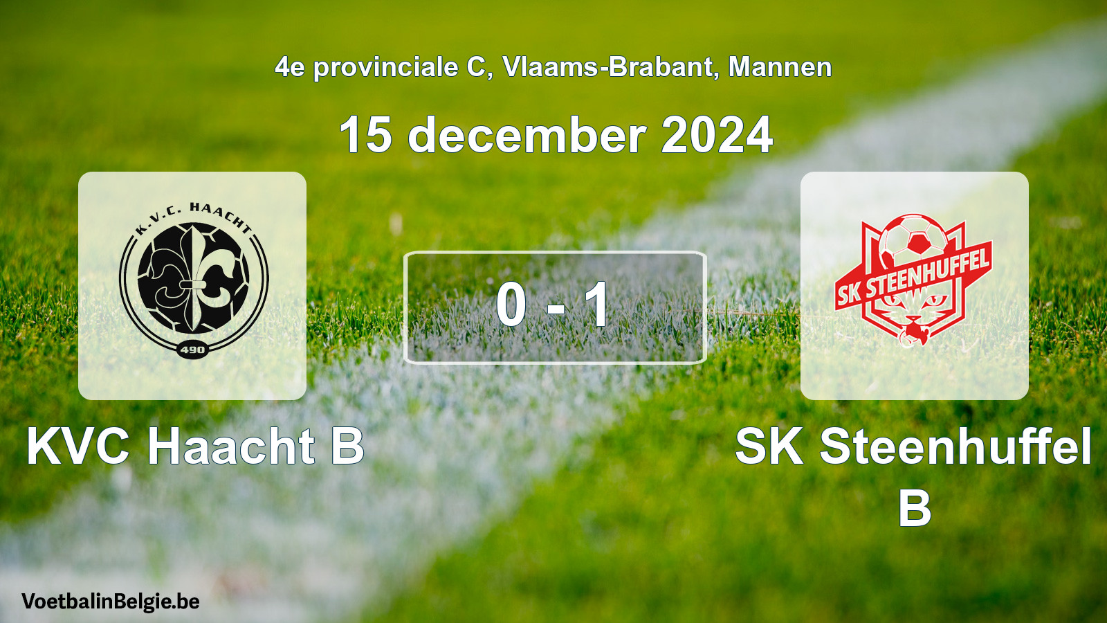 Gespeelde wedstrijd mannenvoetbal: KVC Haacht B - SK Steenhuffel B 0 - 1 (15 december 2024)