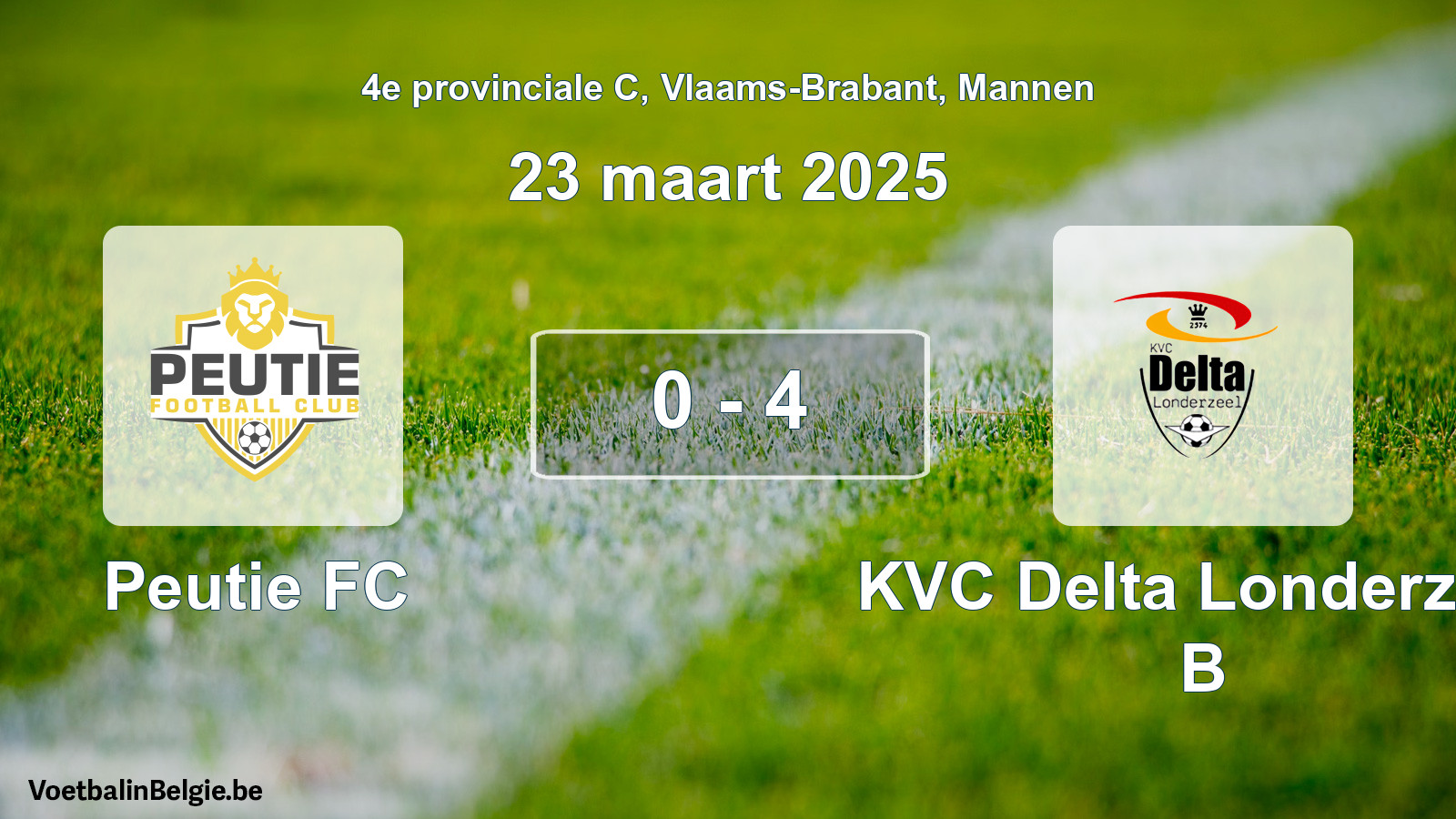 Gespeelde wedstrijd mannenvoetbal: Peutie FC - KVC Delta Londerzeel B 0 - 4 (23 maart 2025)