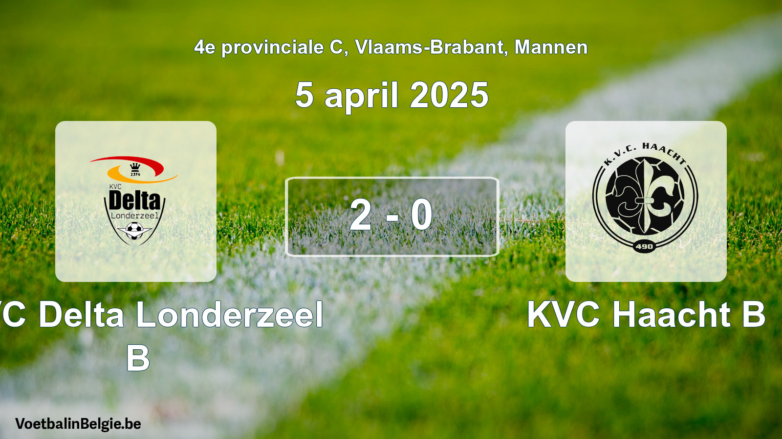 Gespeelde wedstrijd mannenvoetbal: KVC Delta Londerzeel B - KVC Haacht B 2 - 0 (5 april 2025)