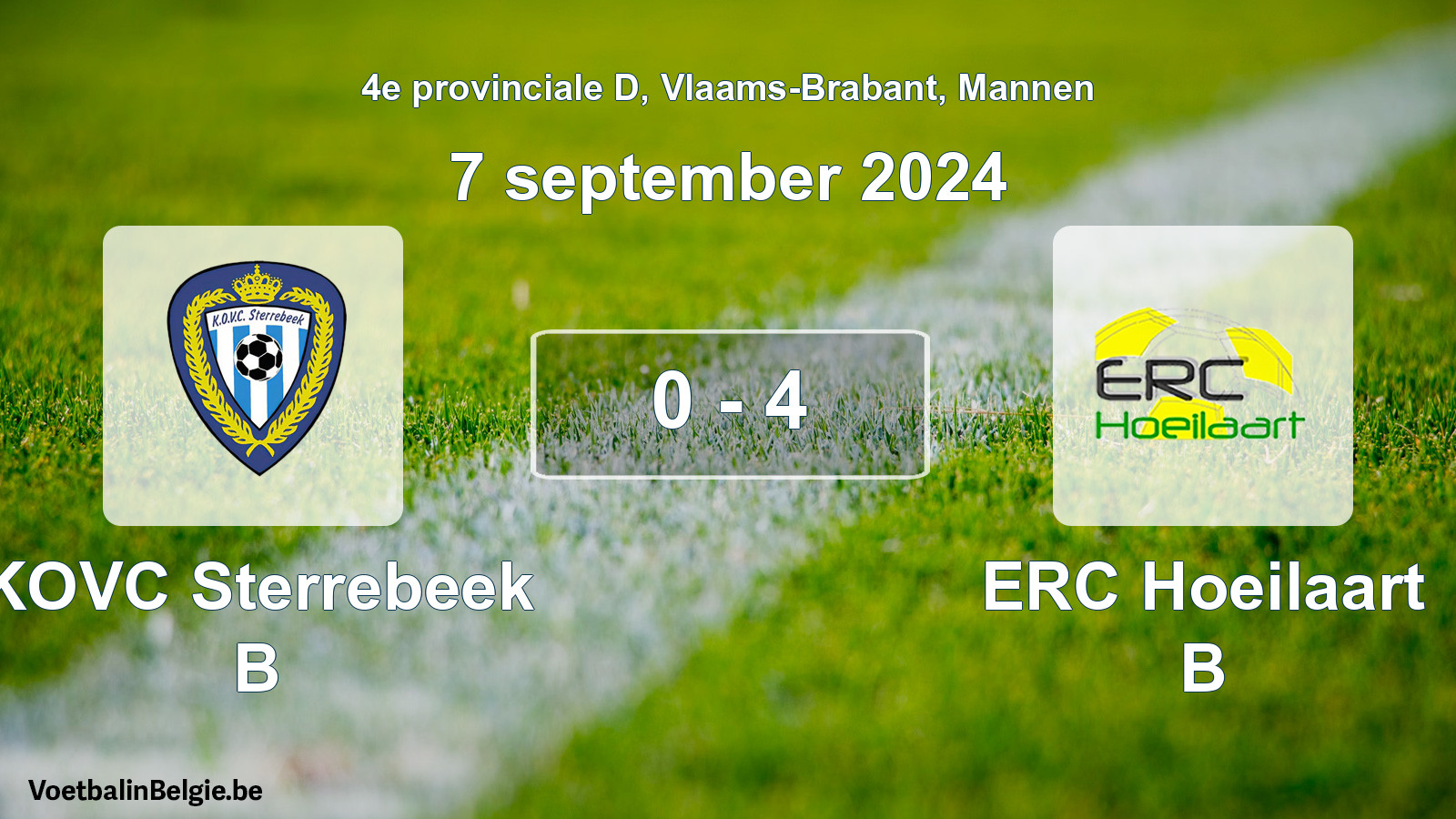 Gespeelde wedstrijd mannenvoetbal: KOVC Sterrebeek B - ERC Hoeilaart B 0 - 4 (7 september 2024)