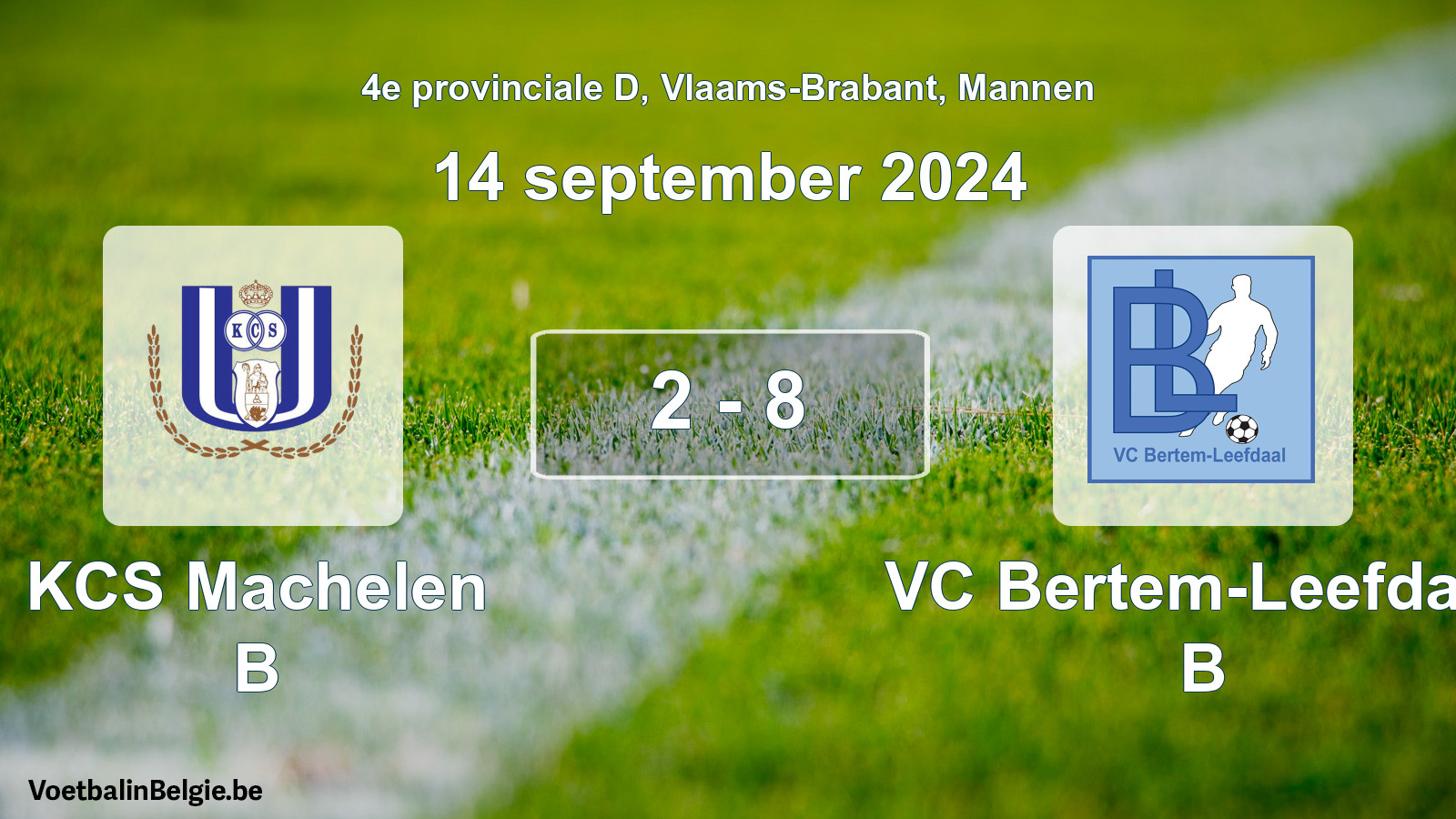 Gespeelde wedstrijd mannenvoetbal: KCS Machelen B - VC Bertem-Leefdaal B 2 - 8 (14 september 2024)