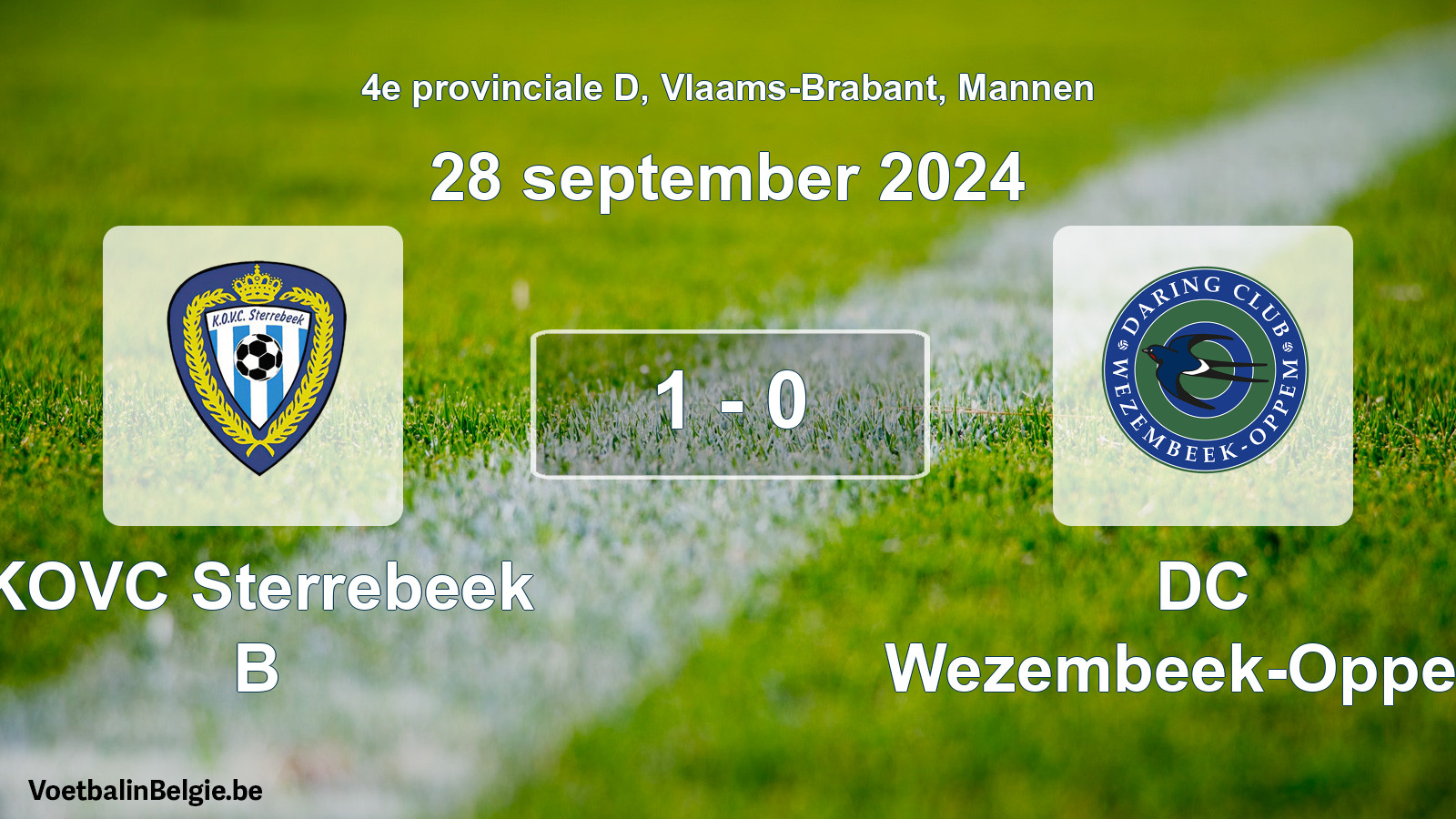 Gespeelde wedstrijd mannenvoetbal: KOVC Sterrebeek B - DC Wezembeek-Oppem 1 - 0 (28 september 2024)