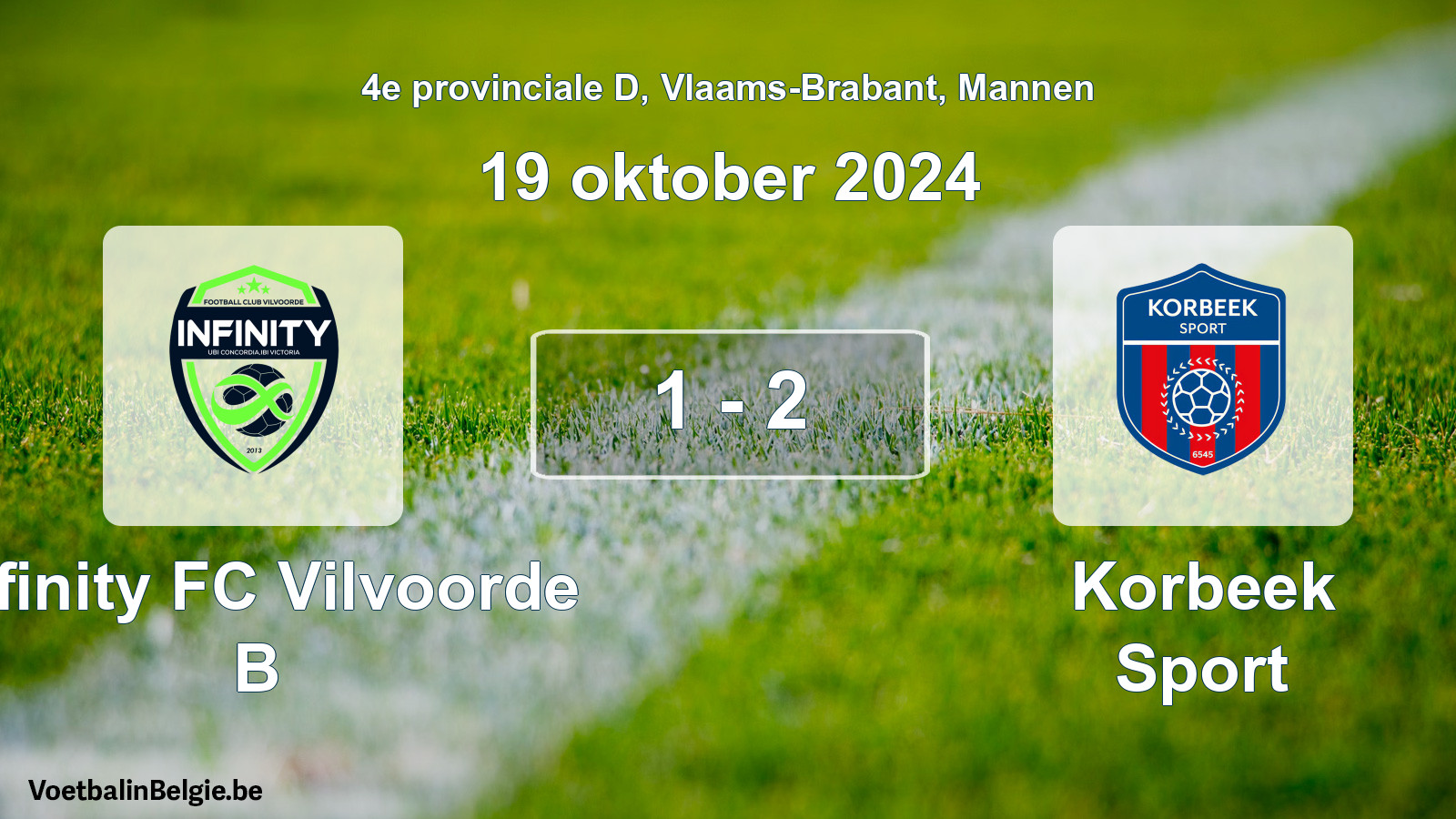 Gespeelde wedstrijd mannenvoetbal: Infinity FC Vilvoorde B - Korbeek Sport 1 - 2 (19 oktober 2024)