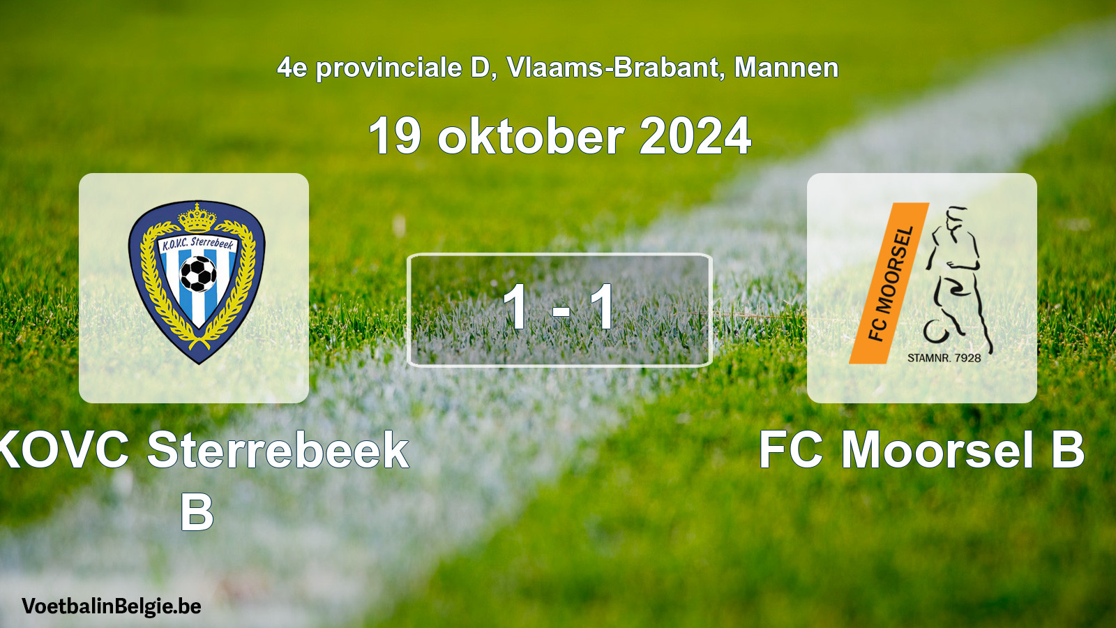 Gespeelde wedstrijd mannenvoetbal: KOVC Sterrebeek B - FC Moorsel B 1 - 1 (19 oktober 2024)