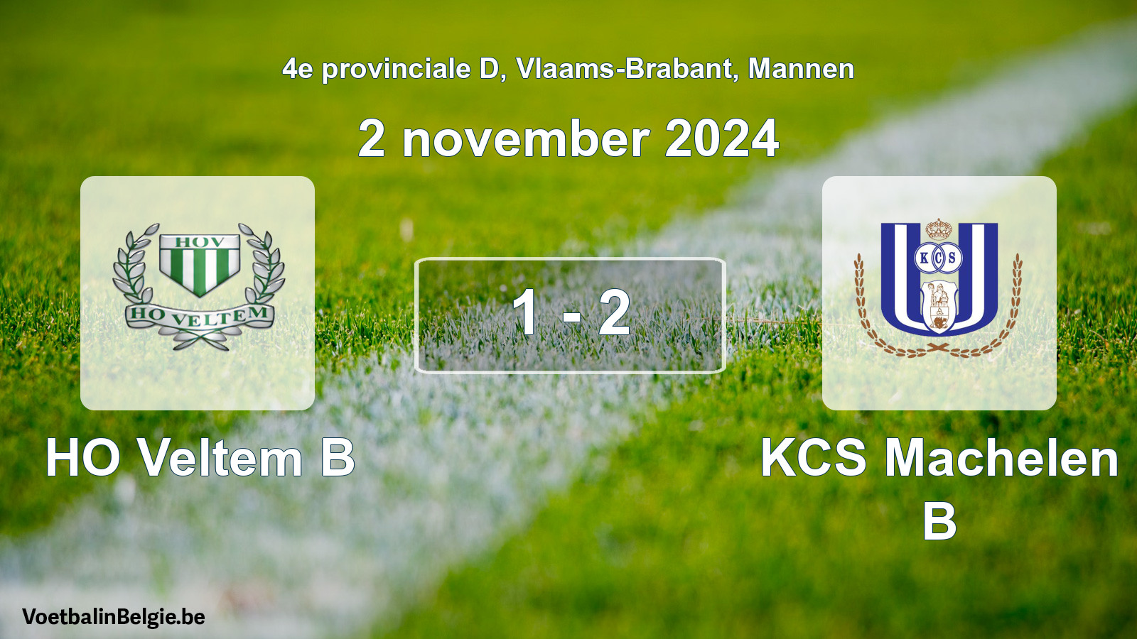 Gespeelde wedstrijd mannenvoetbal: HO Veltem B - KCS Machelen B 1 - 2 (2 november 2024)