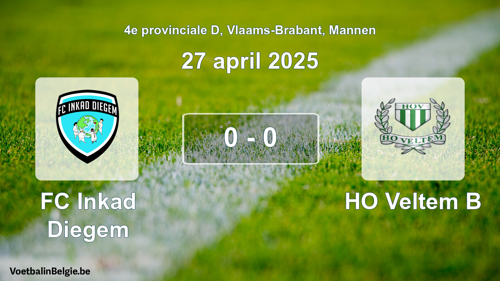 Gespeelde wedstrijd mannenvoetbal: FC Inkad Diegem - HO Veltem B 0 - 0 (27 april 2025)