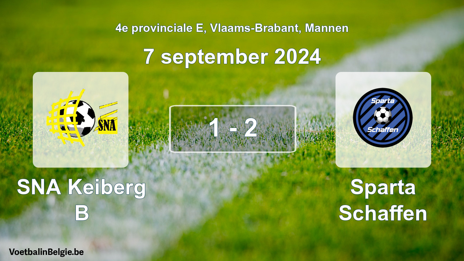 Gespeelde wedstrijd mannenvoetbal: SNA Keiberg B - Sparta Schaffen 1 - 2 (7 september 2024)
