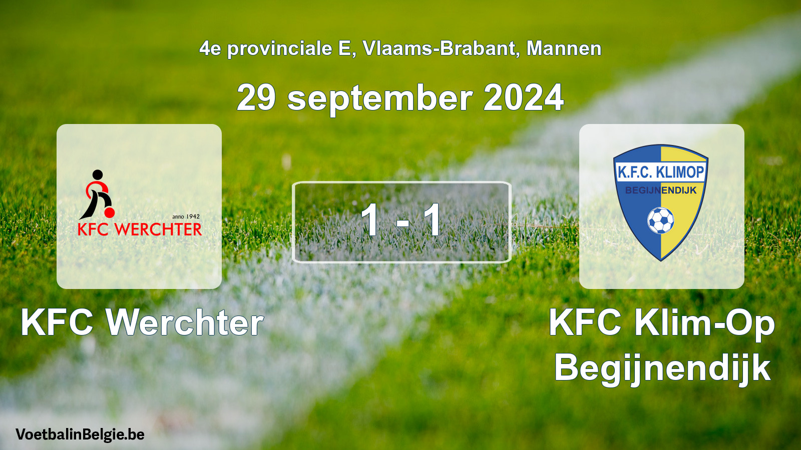 Gespeelde wedstrijd mannenvoetbal: KFC Werchter - KFC Klim-Op Begijnendijk 1 - 1 (29 september 2024)