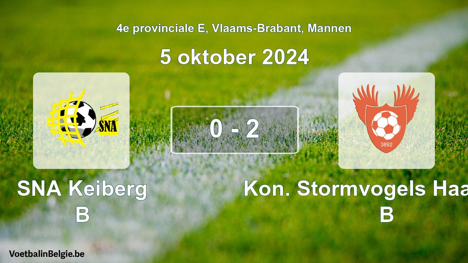 Gespeelde wedstrijd mannenvoetbal: SNA Keiberg B - Kon. Stormvogels Haasrode B 0 - 2 (5 oktober 2024)