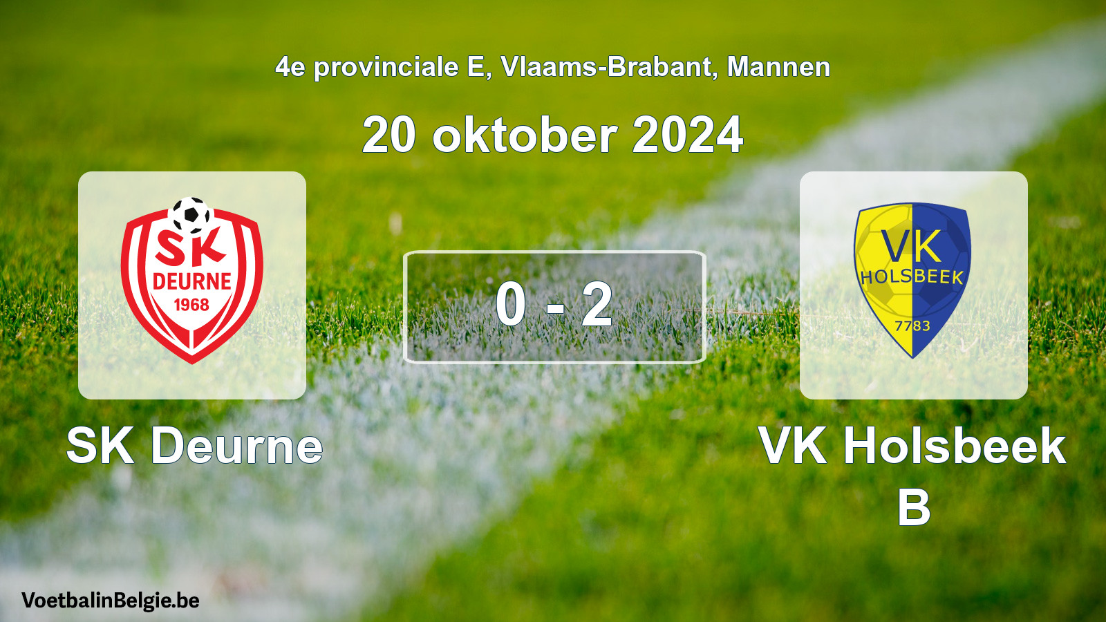 Gespeelde wedstrijd mannenvoetbal: SK Deurne - VK Holsbeek B 0 - 2 (20 oktober 2024)
