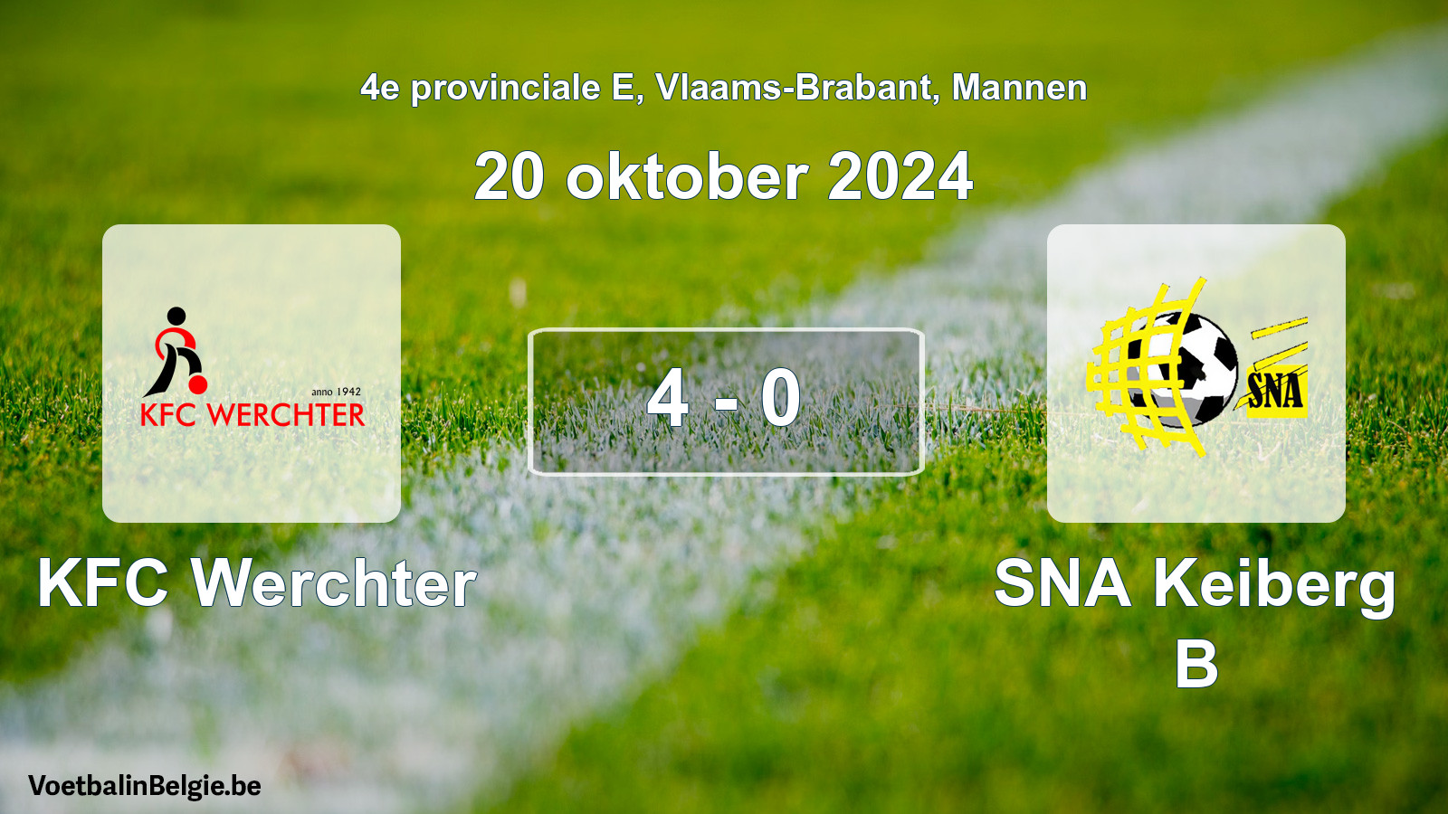 Gespeelde wedstrijd mannenvoetbal: KFC Werchter - SNA Keiberg B 4 - 0 (20 oktober 2024)