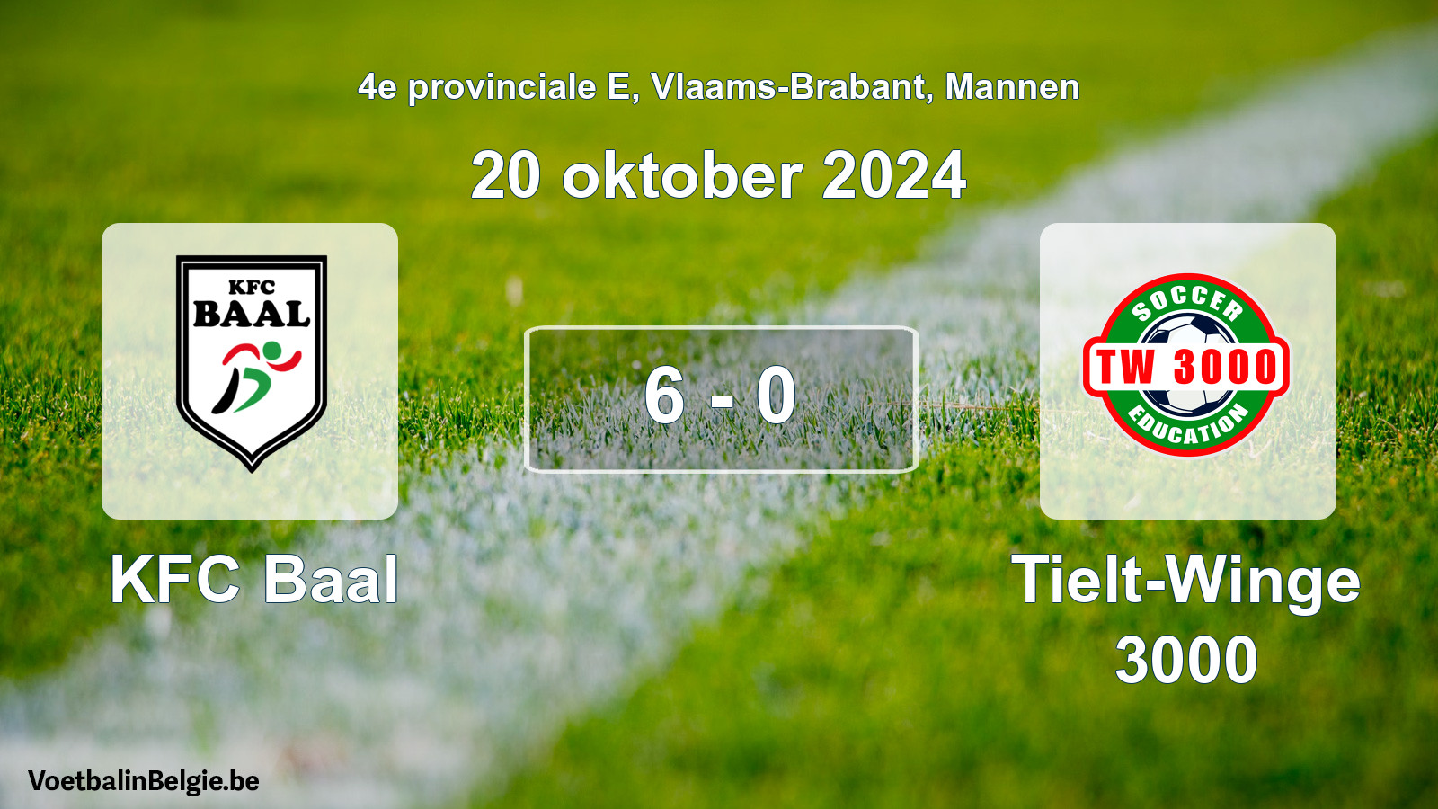 Gespeelde wedstrijd mannenvoetbal: KFC Baal - Tielt-Winge 3000 6 - 0 (20 oktober 2024)